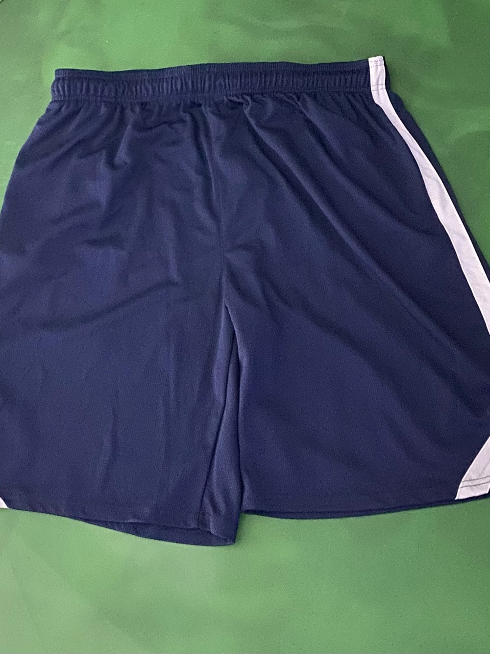 Reebok Navy Athletic Shorts with White Side Stripe